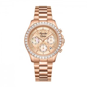 Alexandre Christie AC 6696 Full Rosegold Steel Lady MCFRGLN